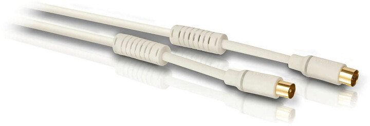 Philips kabel COAX typu Pal M-F, protiskluzová rukojeť, 3m, bílá_119810013