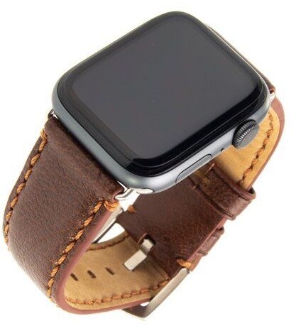 FIXED Berkeley kožený řemínek pro Apple Watch 42mm a 44mm se stříbrnou sponou, velikost L, hnědý_1517916646