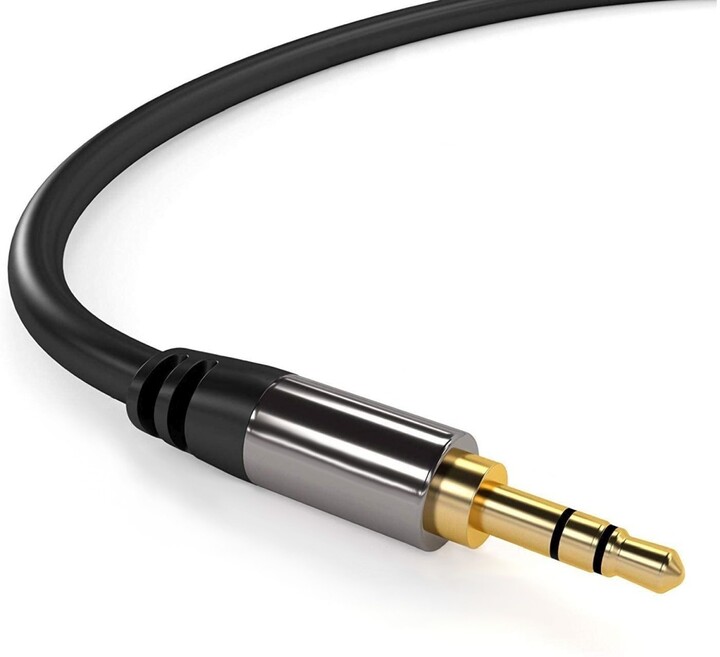 PremiumCord kabel stereo Jack 3.5mm, M/M, HQ, stíněný, 1.5m, černá