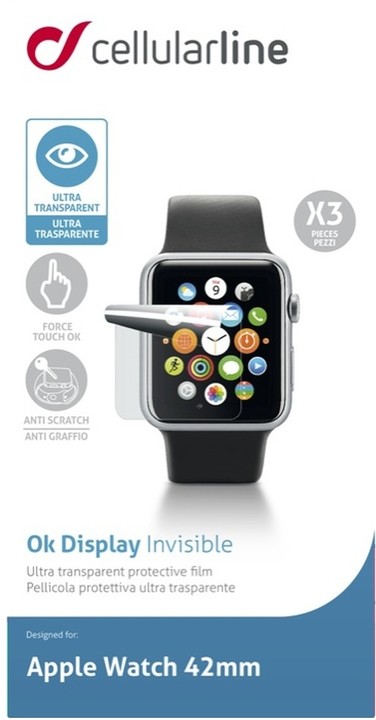 CellularLine ochranná fólie pro Apple Watch 42mm, 3ks_318673004