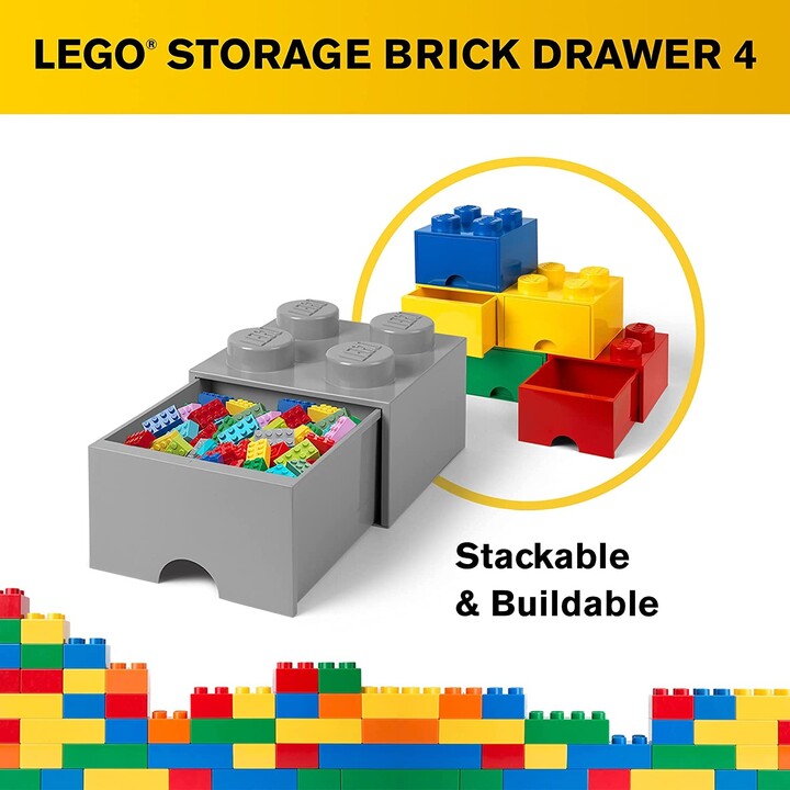 Úložný box LEGO, s šuplíkem, malý (4), tmavě šedá_289895876