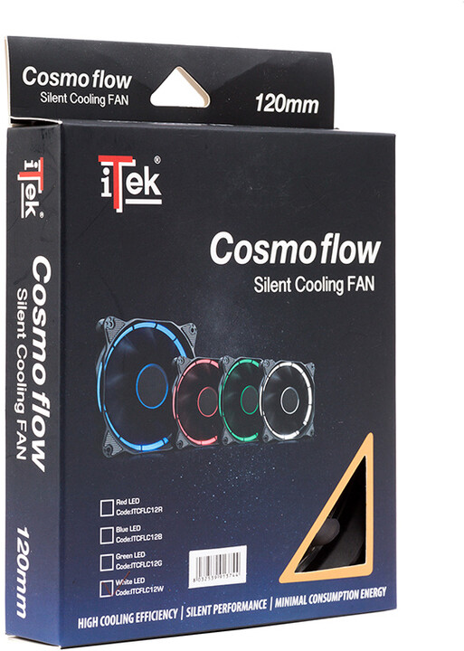 iTek Cosmo Flow - 120mm, White LED, 3+4pin, Silent_1948285433