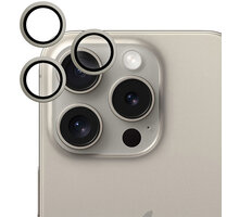 EPICO hliníkové tvrzené sklo na čočky fotoaparátu pro Apple iPhone 15 Pro / 15 Pro Max, přírodní titan 81312152000001