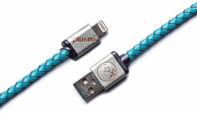 PlusUs LifeStar Premium Handcrafted USB Charge &amp; Sync cable (1m) Lightning - Turquoise / Light Gold_71908504
