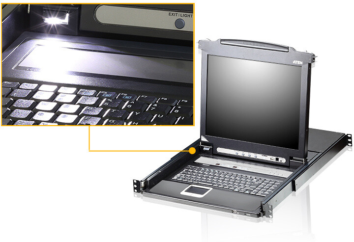 ATEN CL5716 - 16-portový KVM switch (PS/2 i USB), 17&quot; LCD, UK klávesnice_368649171