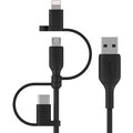 Belkin univerzální kabel 3v1 USB-A - microUSB + Lightning + USB-C, 1m, černá_1396298726