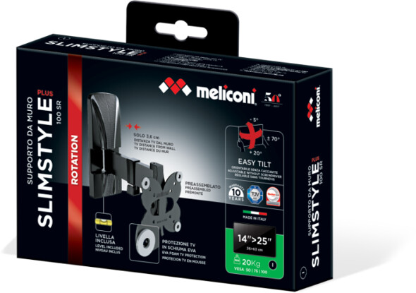 Meliconi 480970 SlimStyle Plus 100 SR ultratenký držák na TV, černá_97436695