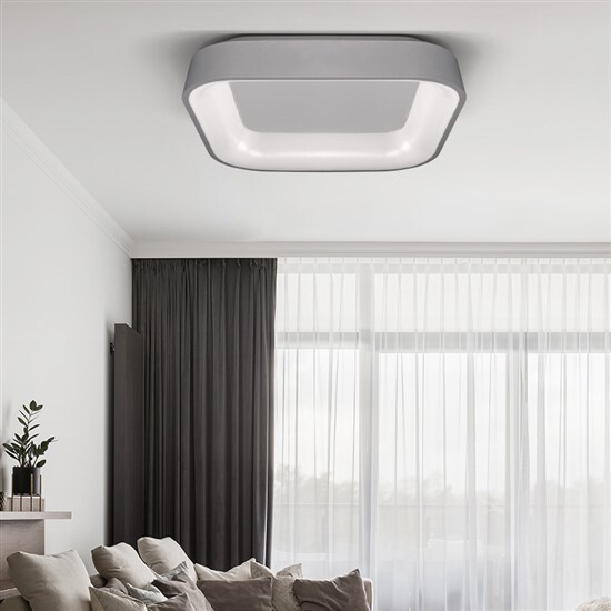 Solight LED stropní světlo čtvercové Treviso, 48W, 2880lm, stmívatelné, dálkové ovládání, šedá_336802851