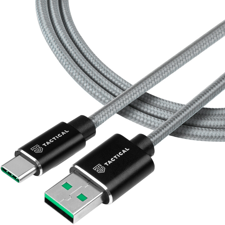 Tactical kabel Fast Rope Aramid USB-A - USB-C, SuperVOOC 2.0 CHARGE, 1m, šedá_771444082