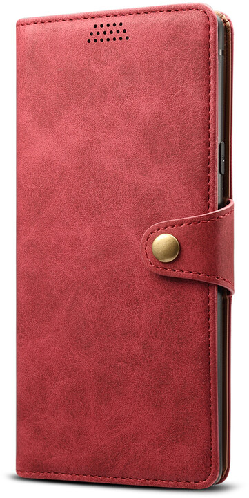 Lenuo Leather flipové pouzdro pro Xiaomi Redmi Note 10 Pro, červená_1087796221