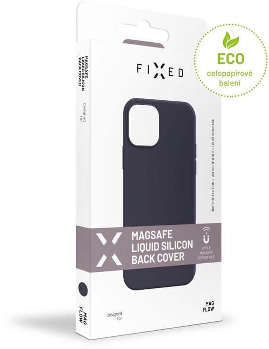 FIXED tvrzený silikonový kryt MagFlow pro iPhone 12 mini, kompatibilní s MagSafe, modrá_1215924419