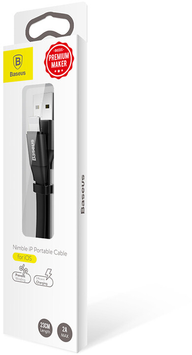 Baseus nabíjecí / datový kabel Nimble Series USB-A - Lightning, plochý, 23cm, černá_970288518