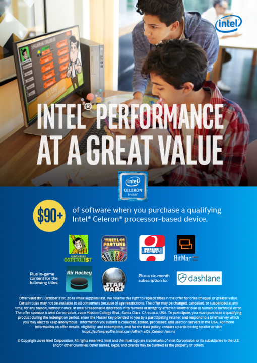 Softwarový balíček Intel procesory Celeron v hodnotě 2 000 Kč (uplatnění do 31.10.2018)_2075506137