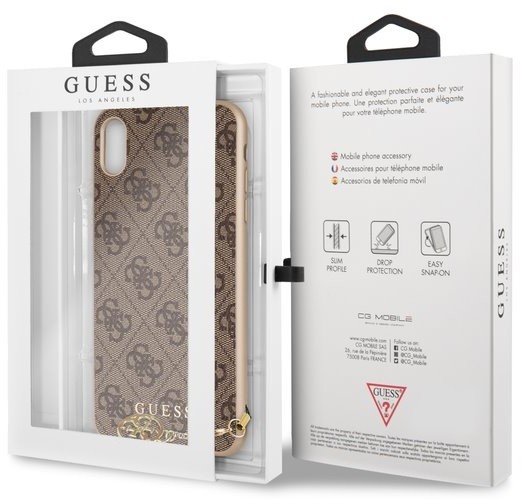 GUESS Charms Hard Case 4G pro iPhone Xs Max, hnědé_616061632