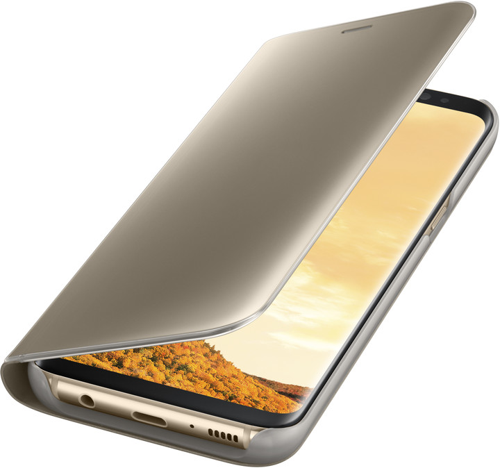 Samsung S8 Flipové pouzdro Clear View se stojánkem, zlatá_558443041