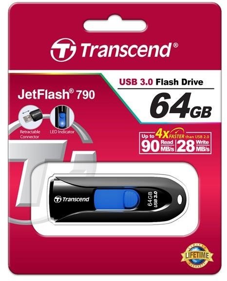 Transcend JetFlash 790 64GB černá/modrá