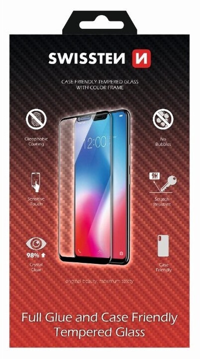 SWISSTEN ochranné sklo pro Samsung Galaxy A12, case friendly, černá_1903810688