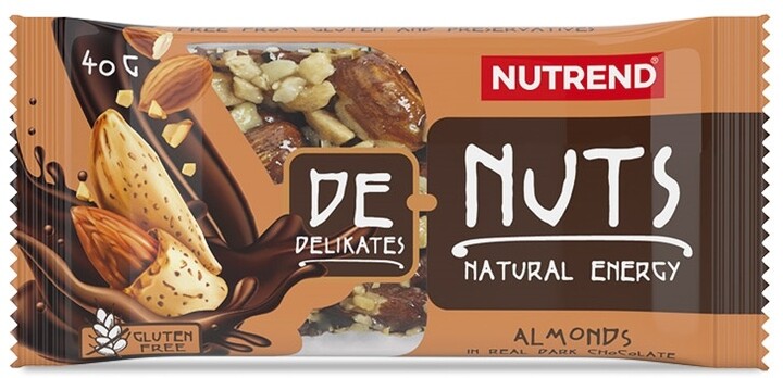 Nutrend DeNuts, tyčinka, mandle/hořká čokoláda, 35g