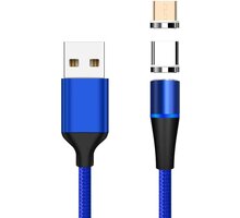 PremiumCord Magnetický micro USB a USB-C, nabíjecí a datový kabel, 1m, modrá ku2m1fgb