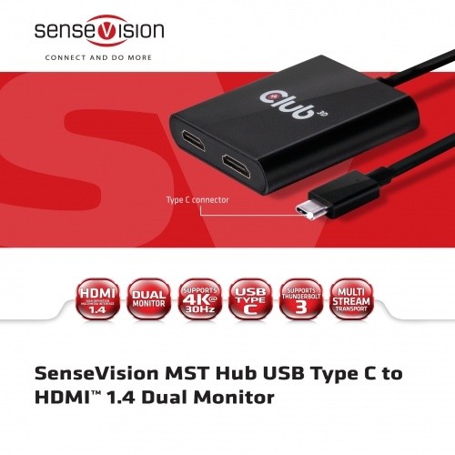 Club3D MST hub USB 3.1 TYPE C na 2x HDMI 1.4_675958066
