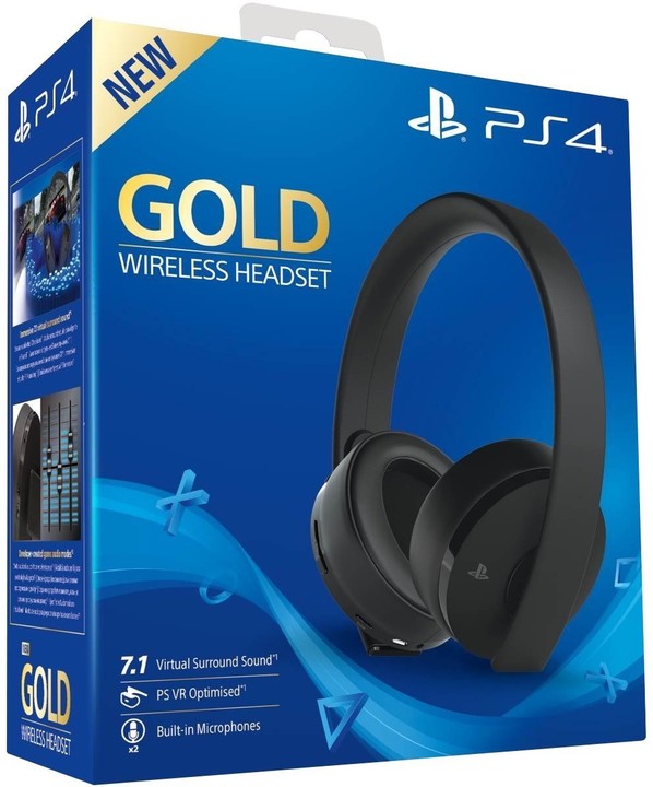 Sony PS4 - Gold Wireless Headset, černá_2052792517