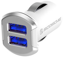 Scosche reVolt dual dvojitá autonabíječka USB 2x 2,4A bílo-stříbrná_1629702580