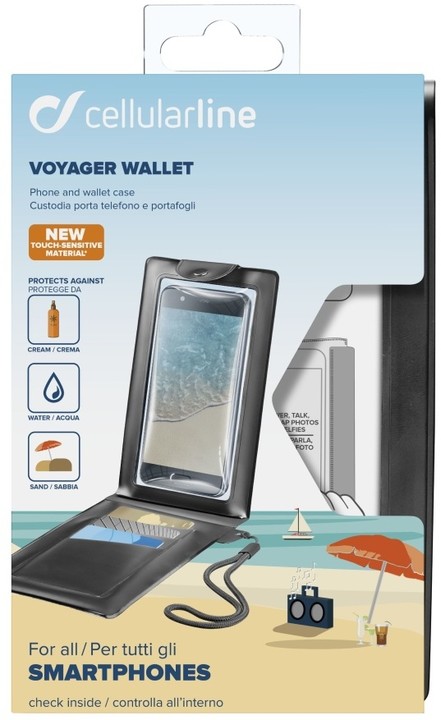 CellularLine voděodolné pouzdro s peněženkou VOYAGER WALLET do velikosti 6,3&quot;, černé_1025286780