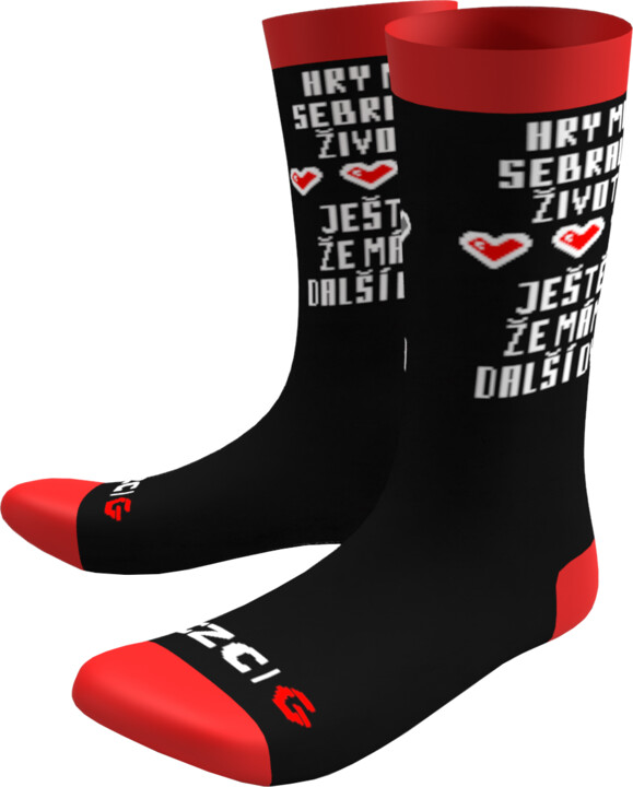 Ponožky CZC.Gaming Sebrané životy, 42-45, černé/červené_1823404875
