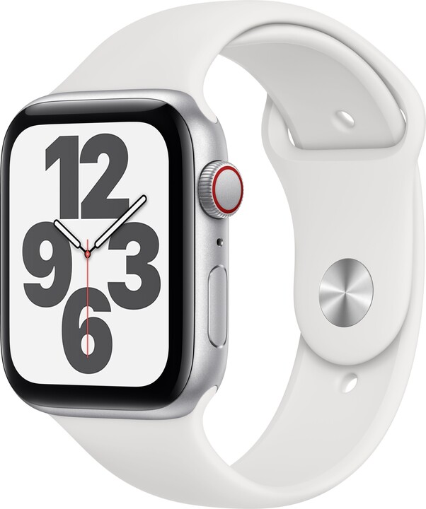 Apple Watch SE Cellular, 44mm, Silver Aluminium, White Sport Band - Regular_274734661