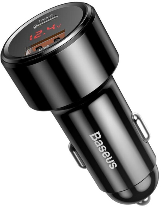 Baseus nabíječka do auta Magic series PPS, USB-C PD, USB-A, digitální display, 45W, černá