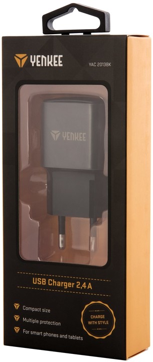 YENKEE YAC 2013BK USB nabíječka 2400mA, černá_322345646