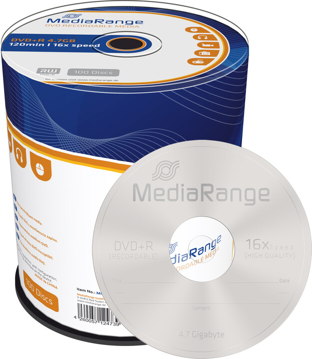 MediaRange DVD+R 4,7GB 16x, Spindle 100ks_629076401