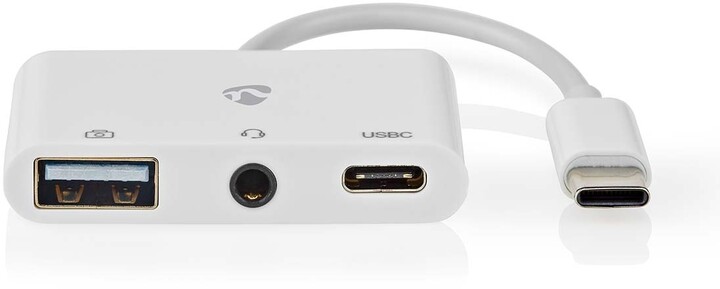 Nedis Multiportový adaptér USB-C, USB-A, USB-C, 3.5mm jack, bílá_1853383436