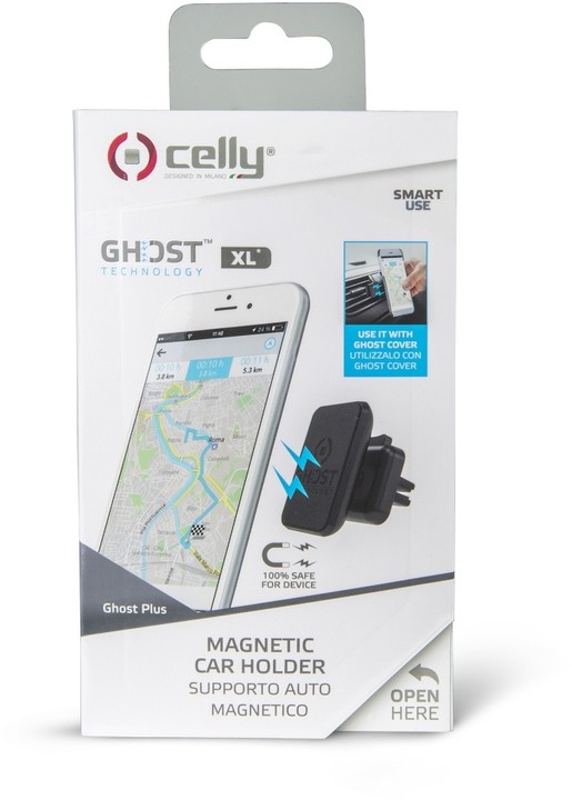 CELLY GHOSTPLUS Univerzální magnetický držák do ventilace pro mobilní telefony, vel. XL, černý_1277803799