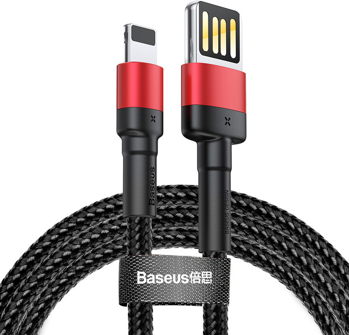 BASEUS kabel Cafule Series, USB-A - Lightning, M/M, nabíjecí, datový, 2.4A, 2m, červená/černá_1772838032