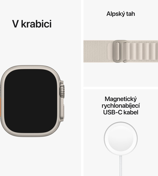 Apple Watch Ultra, 49mm, Cellular, Titanium, Starlight Alpine Loop - Small_651115712