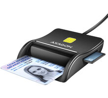 AXAGON CRE-SM3SD, USB-A FlatReader 4-slot čtečka Smart card (eObčanka) + SD/microSD/SIM, kabel 1.3 m_2012777646