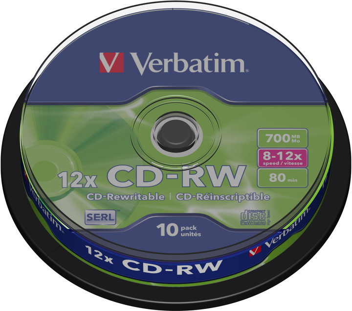 Verbatim CDRW 12x 80min/700MB, 10ks, spindle_1275690143