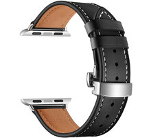 MAX kožený řemínek pro Apple Watch 4/5, 44mm, černá_1969575347
