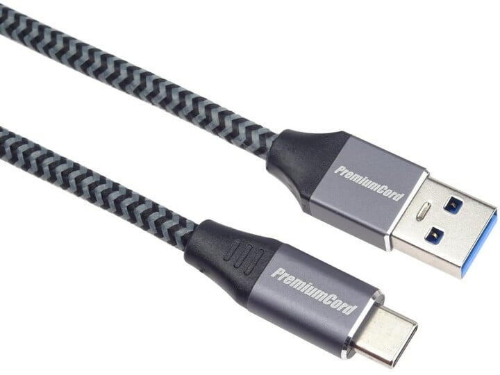 PremiumCord kabel USB-A - USB-C, USB 3.2 gen. 1, 3A, 5Gbit/s, opletený, 1m_929749673