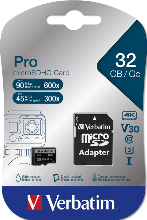 Verbatim Pro MicroSDHC 32GB (Class 10) + SD adaptér_1813591249