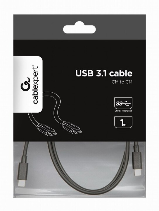 Gembird CABLEXPERT kabel USB-C - USB-C, USB 3.1, datový, 1m, černá_533190759