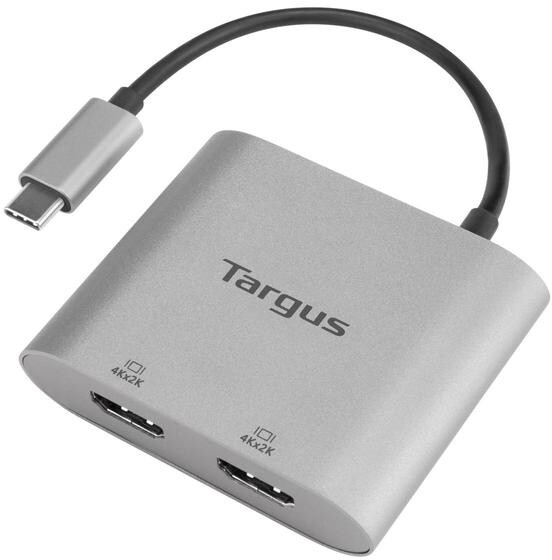 Targus adaptér USB-C - 2x HDMI, M/F, 4K, stříbrná_156613408