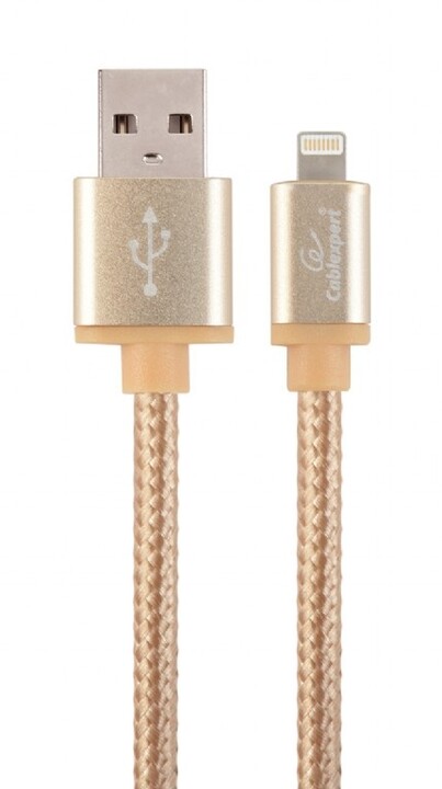 Gembird CABLEXPERT kabel USB 2.0 Lightning (IP5 a vyšší), opletený, 1,8m, zlatá