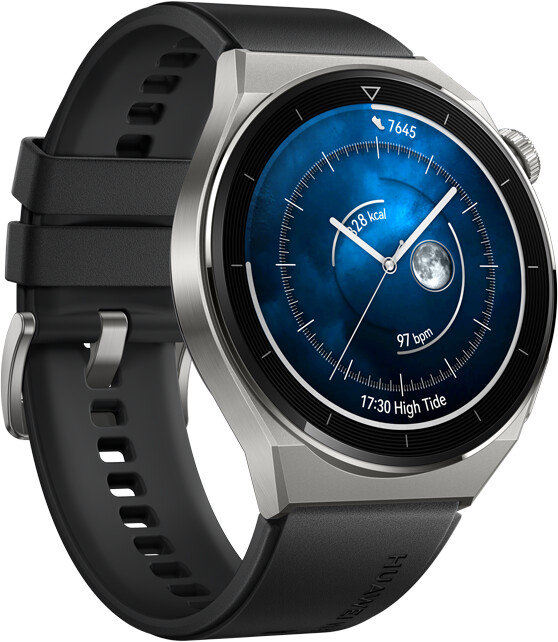 Huawei Watch GT 3 Pro 46 mm, Light Titanium Case, Black Fluoroelastomer Strap_467419629