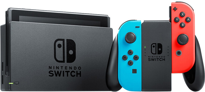 Nintendo Switch, červená/modrá + Splatoon 2 + Super Mario Odyssey_1610044246
