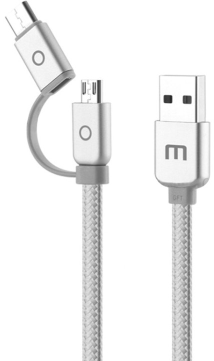 MEIZU datový nabíjecí kabel USB - MicroUSB/USB-C, 120 cm, stříbrná_320404225