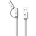 MEIZU datový nabíjecí kabel USB - MicroUSB/USB-C, 120 cm, stříbrná