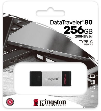 Kingston DataTraveler 80 - 256GB, černá/stříbrná_1191035586