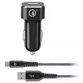 Cellularline Tetra Force Set USB autonabíječky a USB-C kabelu 18W, Qualcomm® Quick Charge 3.0, černá_1540272160